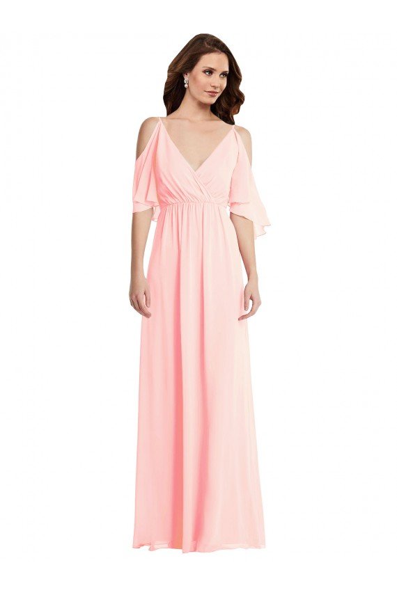 Cold Shoulder Draped Wrap Maxi Bridesmaid Dress Bristol