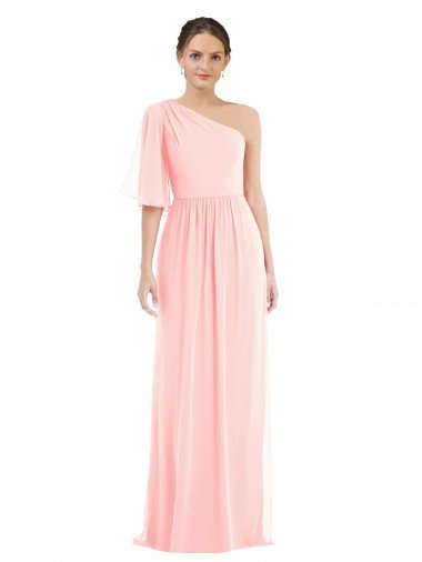 One Shoulder Bell Sleeves Chiffon Maxi Bridesmaid Dress Bristol