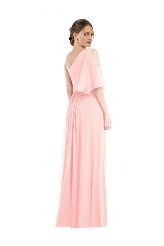 One Shoulder Bell Sleeves Chiffon Maxi Bridesmaid Dress Bristol