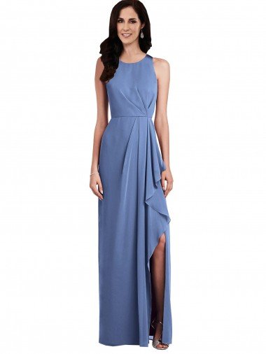 Sleeveless Chiffon Bridesmaid Dress with Draped Front Slit Bristol
