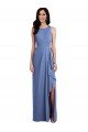 Sleeveless Chiffon Bridesmaid Dress with Draped Front Slit Bristol