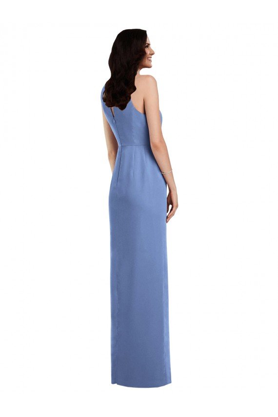Sleeveless Chiffon Bridesmaid Dress with Draped Front Slit Bristol