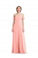 Off the Shoulder Ruffle Cuff Sleeve Chiffon Maxi Bridesmaid Dress Bristol