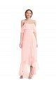 Off the Shoulder Ruffled High Low Maxi Bridesmaid Dress Bristol