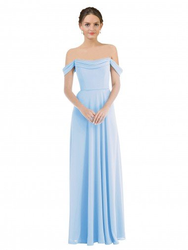 Off the Shoulder Draped Neckline Maxi Formal Bridesmaid Dress Bristol