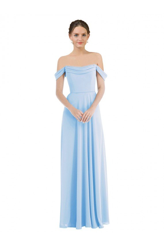Off the Shoulder Draped Neckline Maxi Formal Bridesmaid Dress Bristol