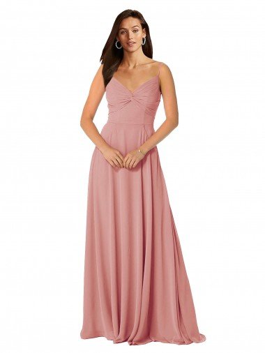 Twist-Knot V-Neck Long Chiffon Bridesmaid Dress Bristol