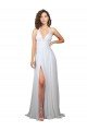 Simple Halter Plunge V-Neckline Chiffon Beach Wedding Dress with High Leg Split Bristol