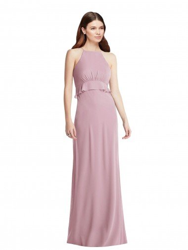 Bias Ruffle Empire Waist Halter Maxi Bridesmaid Dress Bristol