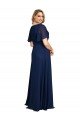 Chiffon V-Neck Short Sleeves Long Formal Bridesmaid Dress / Prom Dress with High Slit Bristol