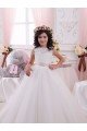 Ivory Ball Gown Bateau Chapel Train Sleeveless Flower Girl Dress Bristol