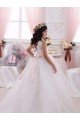 Ivory Ball Gown Bateau Chapel Train Sleeveless Flower Girl Dress Bristol