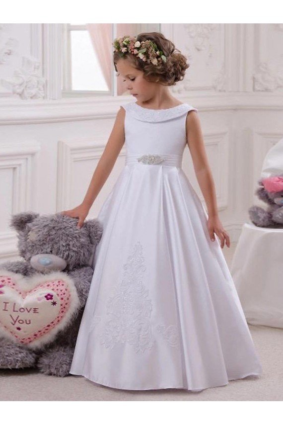 Ivory Ball Gown Bateau Floor Length Flower Girl Dress Bristol