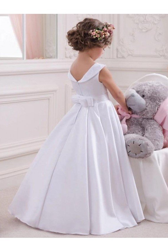 Ivory Ball Gown Bateau Floor Length Flower Girl Dress Bristol