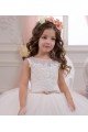 Ivory Ball Gown Bateau Neck Chapel Train Sleeveless Flower Girl Dress Bristol