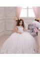 Ivory Ball Gown Bateau Neck Chapel Train Sleeveless Flower Girl Dress Bristol