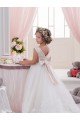 Ivory Ball Gown Bateau Neck Chapel Train V-Back Flower Girl Dress Bristol