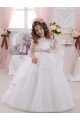 Ivory Ball Gown Bateau Neck Long Chapel Train Sleeveless Flower Girl Dress Bristol