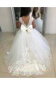 Ivory Ball Gown Chapel Train Sleeveless Flower Girl Dress Bristol