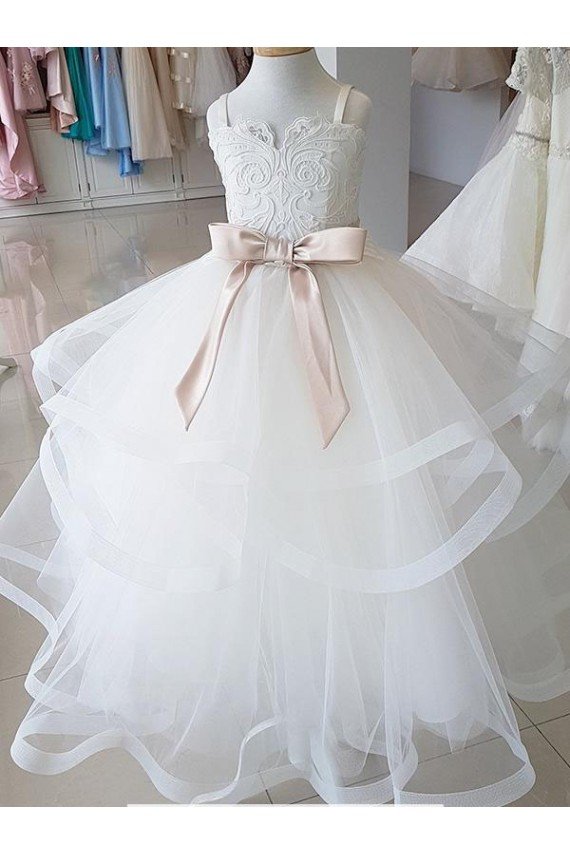 Ivory Ball Gown High Neck Floor Length Flower Girl Dress Bristol