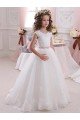 Ivory Ball Gown High Neck Floor Length Keyhole Back Flower Girl Dress Bristol