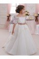 Ivory Ball Gown High Neck Floor Length Short Sleeve Flower Girl Dress Bristol