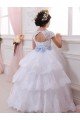 Ivory Ball Gown Sweetheart Chapel Train Cap Sleeve Flower Girl Dress Bristol