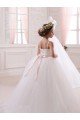 Ivory Ball Gown Sweetheart Chapel Train Sleeveless Flower Girl Dress Bristol