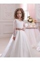Ivory Ball Gown V-Neck Chapel Train Long Sleeve Flower Girl Dress Bristol