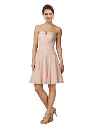 Lace and Chiffon Bridesmaid Dress / Cocktail Dress with Unique Neckline Bristol