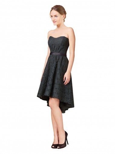 Lace Cocktail Bridesmaid Dress with Hi-Low Hemline Bristol