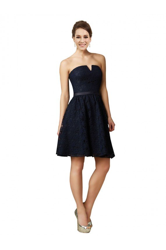 Classic Knee Length Lace Bridesmaid Dress / Cocktail Dress with Notched Neckline Bristol