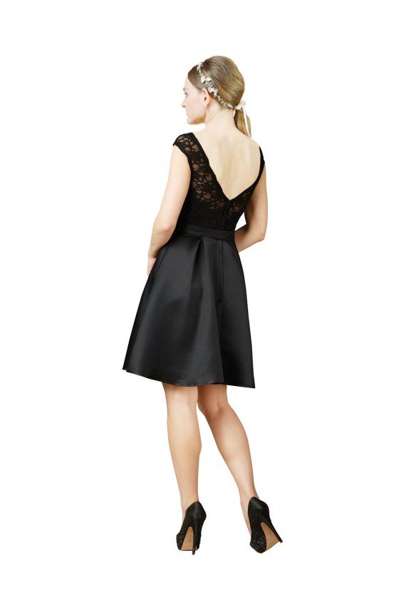 Lace and Satin Cocktail Bridesmaid Dress with V-Back Bristol