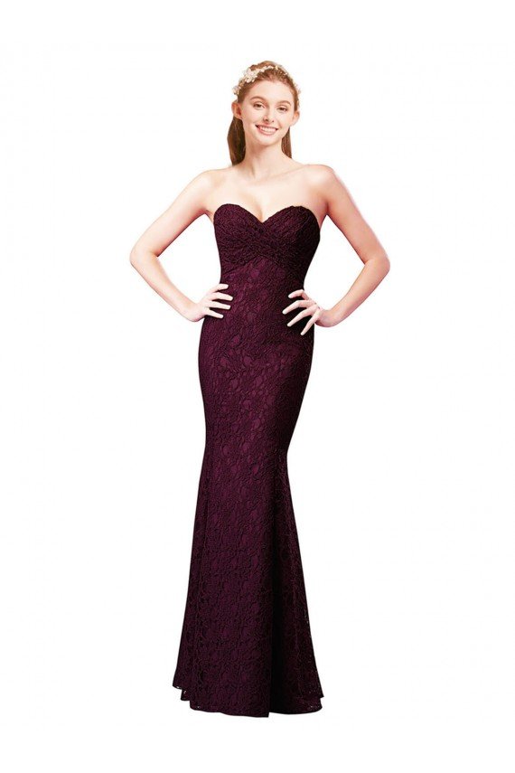 Fitted Long Lace Bridesmaid Dress with Sweetheart Neckline Bristol