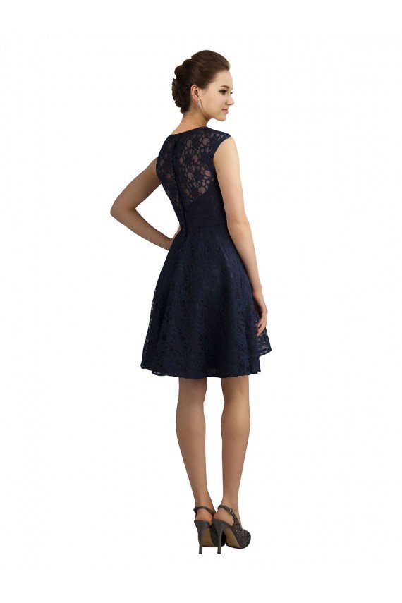 Short V-Neck Lace Cocktail Bridesmaid Dress with Illusion Back Bristol