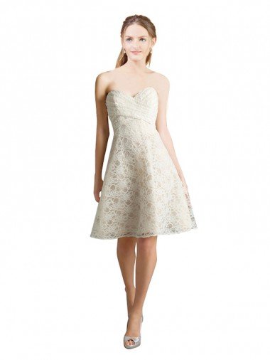 Lace Bridesmaid Dress / Cocktail Dress with Draped Sweetheart Neckline Bristol