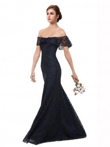 Off the Shoulder Long Lace Bridesmaid Dress / Prom Dress with Flutter Sleeves Bristol