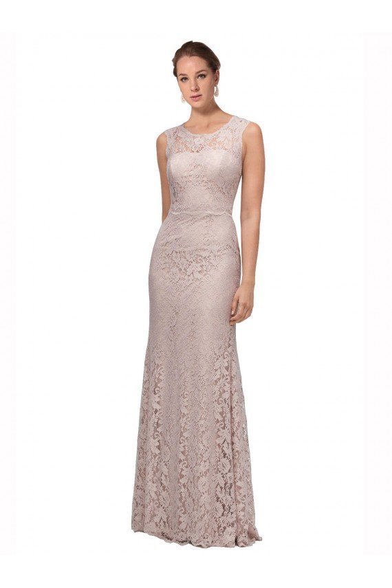 Long Sleeveless All Lace Bridesmaid Dress / Prom Dress with Scoop Neckline Bristol