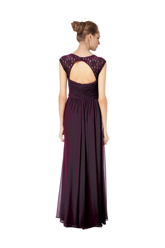 Long Chiffon Sweetheart Bridesmaid with Lace Straps and Keyhole Back Bristol