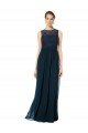 Long Chiffon Bridesmaid Dress with Lace Sleeveless Bodice and Keyhole Back Bristol
