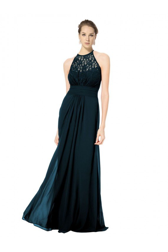 Lace Halter Bodice Long Chiffon Bridesmaid Dress Bristol