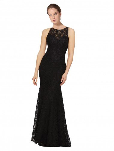 Fitted Lace Bridesmaids Dress with Jewel Neckline and Open Back Bristol