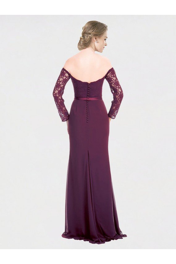 Full Length Long Bridesmaid Dress with Lace Off The Shoulder Bodice Bristol