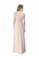 Long Chiffon Bridesmaid Dress with Corded Lace V-Neck Bodice Bristol