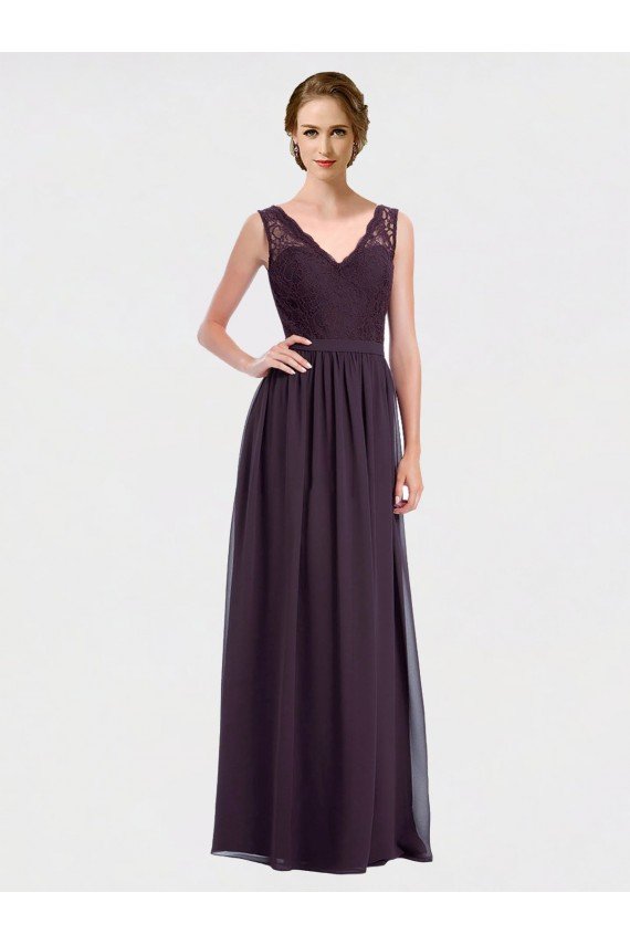 V-Neck Bridesmaid Dress with Corded Lace Bodice Bristol