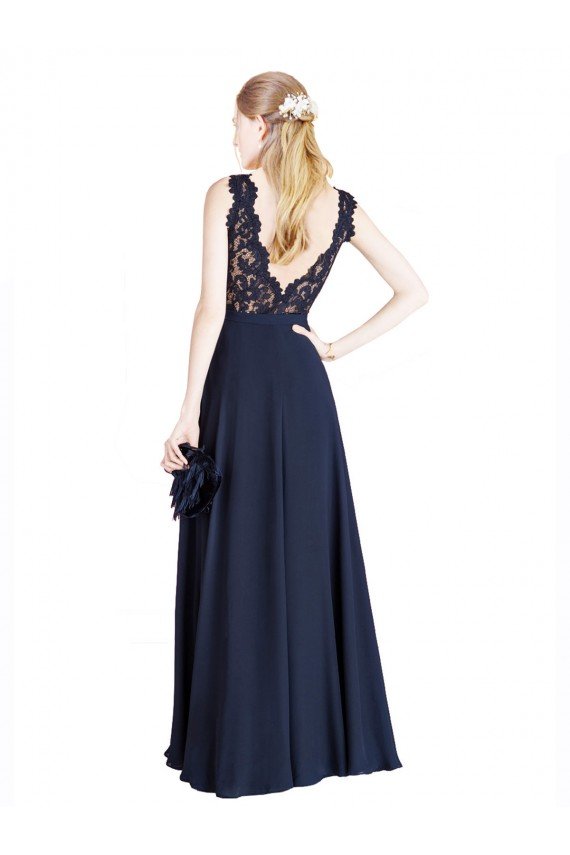 Bateaux Neckline A-Line Lace Bridesmaid Dress / Prom Dress with Top Nude Layer Bristol