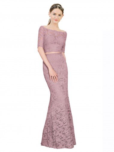Short Sleeves Crop Top Mermaid Lace Bridesmaid Dress / Prom Dress Bristol