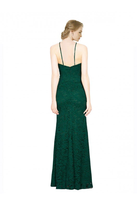 High Illusion Halter Neck Long Lace Bridesmaid Dress / Prom Dress Bristol