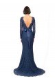 Long Sleeves Floor Length Vintage Lace Bridesmaid Dress with Deep V-Back Bristol