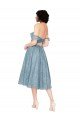 Off the Shoulder Sweetheart Chantilly Lace Midi Length Cocktail Bridesmaid Dress Bristol